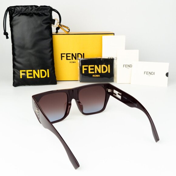 Fendi Women Sunglasses Brown Gradient Bordeaux Square FE40124F BAGUETTE 81T NEW - Picture 8 of 8
